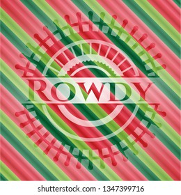 Rowdy christmas badge background.