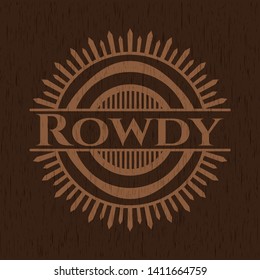 Rowdy Retro Style Wood Emblem Vector Stock Vector Royalty Free