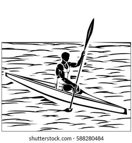 Rower black vector illustration isolated on a transparent background