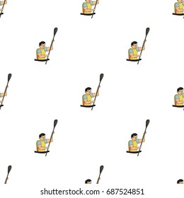 Rower in a boat with a paddle in hand down to the baydak on the wild river.Olympic sports single icon in cartoon style vector symbol stock illustration.