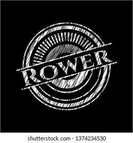 Rower chalkboard emblem written on a blackboard