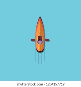 Rower float on a kayak with oars