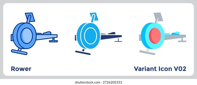 Das Rudersymbol verstärkt ruderbasierte Konditionierungs- und Leistungsrichtlinien. Blau, flach, im Dualtone-Stil.