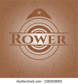 Rower wooden emblem. Retro. Vector Illustration.