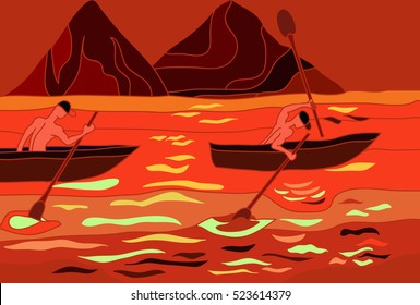 rowers on the river in the evening