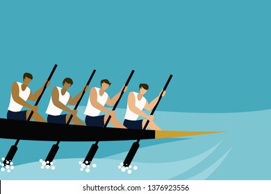 Team Rowing Boat Race Stock Vector (Royalty Free) 1380395249 | Shutterstock