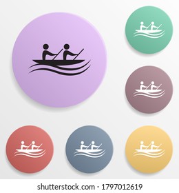 Rowing badge color set icon. Simple glyph, flat vector of sport icons for ui and ux, website or mobile application