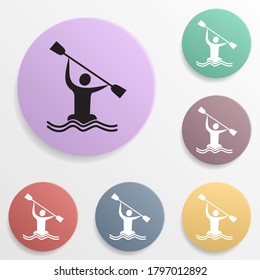 Rowing badge color set icon. Simple glyph, flat vector of sport icons for ui and ux, website or mobile application