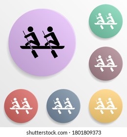 Rowing badge color set icon. Simple glyph, flat vector of sport icons for ui and ux, website or mobile application