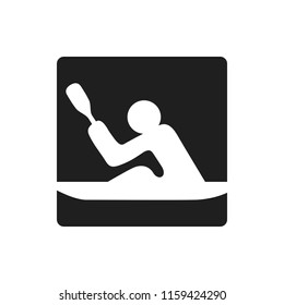 Rowing black square logo symbol rower with boat on white background athletics