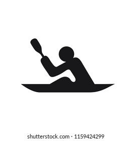 Rowing black square logo symbol rower with boat on white background athletics