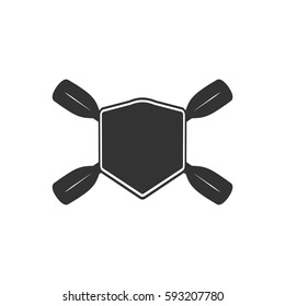 Rowing blank badge template for creating custom kayaking and paddling logo. Vector illustration.