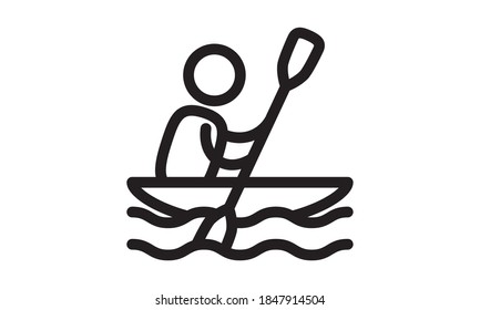Rowing Boat Canoeing Icon Vector Illustration.