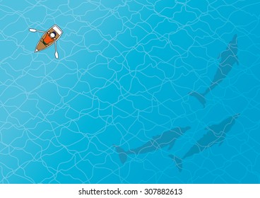Rowing boat and Dolphin