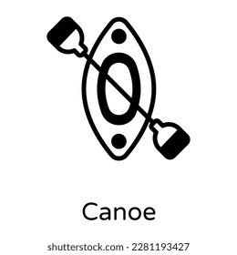 A rowing boat, an editable solid icon of canoe 