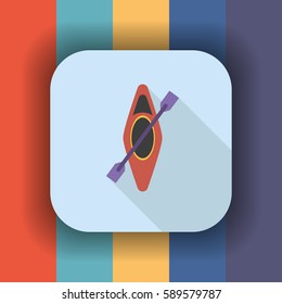 rowing boat flat icon with long shadow, vector illustration 