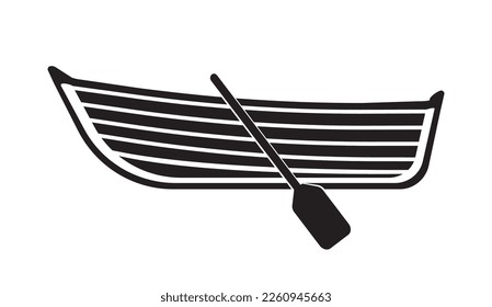 Rowing boat icon, black on white background