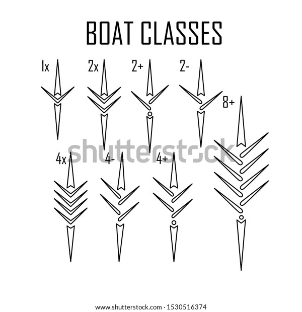 rowing boat icon set\
isolated whit names