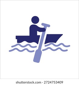 Iconos del bote de remos. Vector coloreado simple