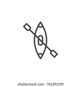 Rowing boat line icon, outline vector sign, linear style pictogram isolated on white. Canoe symbol, logo illustration. Editable stroke
