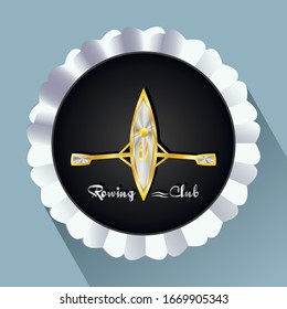 Rowing boat logo on a black background vector image