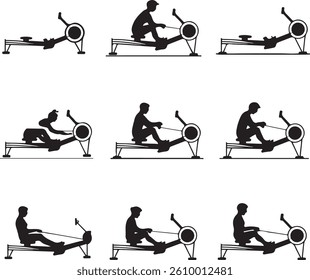 Rowing boat, rowing machine, rowing machine man, at home, exercise machine, indoor