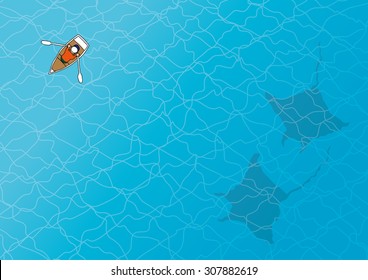Rowing boat and Manta
