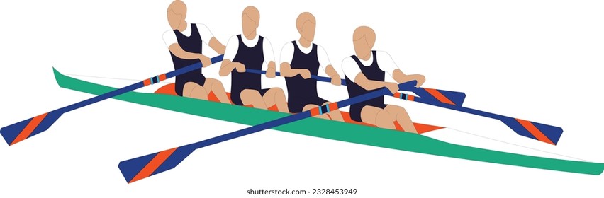 Rowing boat people vector illustration 
