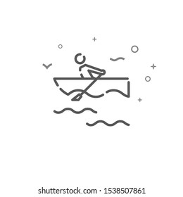 Rowing boat simple vector line icon. Symbol, pictogram, sign. Light background. Editable stroke