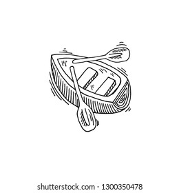 rowing boat sketch drawing icon summer themed, vector illustration