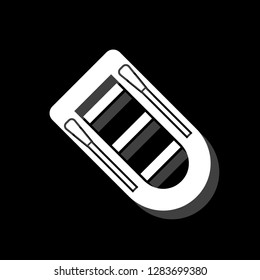 Rowing boat. White flat simple icon with shadow