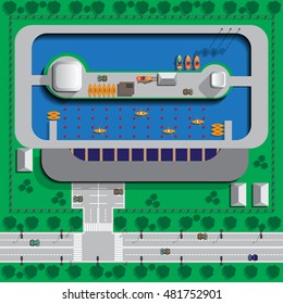 Rowing canal. View from above. Vector illustration.
