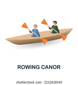 Rowing Canor icon. 3d illustration from outdoor recreation collection. Creative Rowing Canor 3d icon for web design, templates, infographics and more