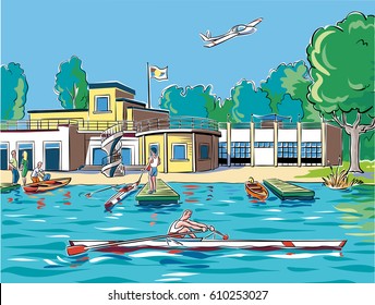 rowing center at the lake