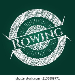 Rowing chalkboard emblem on black board. Vector Illustration. Detailed. 