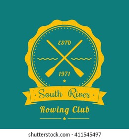 Rowing Club Vintage Logo, Vector Illustration