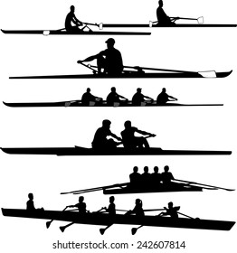 rowing collection silhouettes - vector