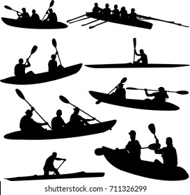 Rowing collection silhouettes - vector