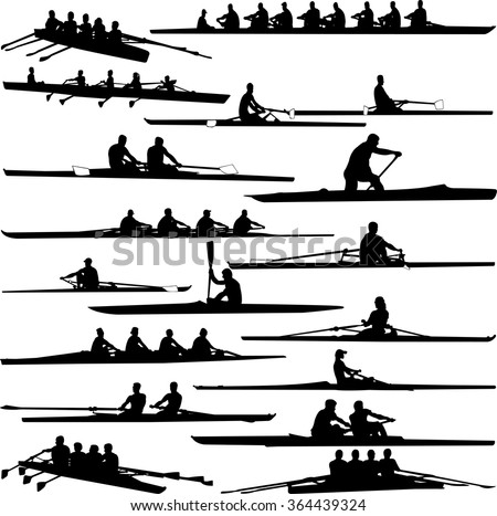 rowing collection silhouettes - vector