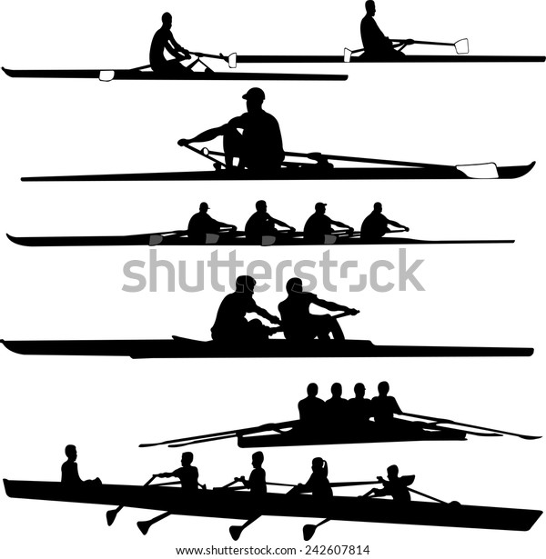 Rowing Collection Silhouettes Vector Stock Vector (Royalty Free) 242607814