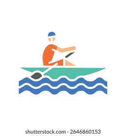 ícone plano de cor de remo para projetos digitais e de impressão.  Ícones mínimos de limpeza para aplicativos e sites. Ícones simples modernos para UI UX e branding