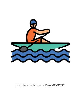 ícone de linha de cor de remo para projetos digitais e de impressão.  Ícones mínimos de limpeza para aplicativos e sites. Ícones simples modernos para UI UX e branding