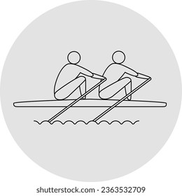 Rowing competition icon. Sport sign. Line art.
