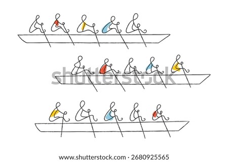 Rowing competition minimalist vector illustration