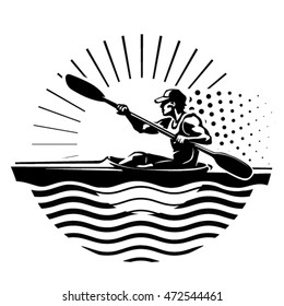 Rowing emblem. Sport illustration in the engraving style