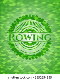 Rowing green emblem with mosaic background