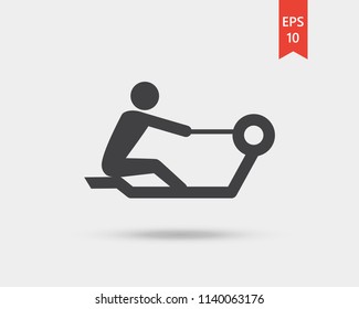 Rowing icon, rowing machine vector web icon isolated on white background, EPS 10, top view