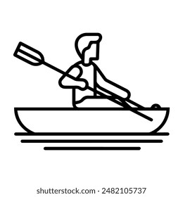 rowing icon or modern line symbol. Vector line art and icon design with bold outline. Black and white Pixel Perfect minimalistic symbol isolated white background. Silhouette simple thin sign