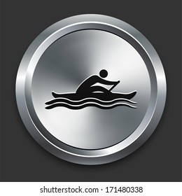 Rowing Icon on Metallic Button Collection