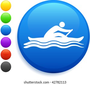 rowing icon on round internet button original vector illustration 6 color versions included